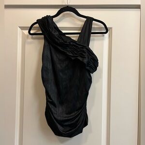 NWT! Grass Collection Black Sleeveless Ruched Top - size M